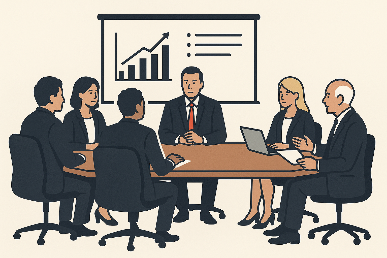 generic vector blog image of a board deck meeting with investors generic vector blog image of a board deck meeting with investors
